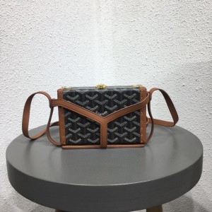 고야드 2019 PVC & 레더 여성용 숄더 크로스백,GYB0191,16.5cm,블랙