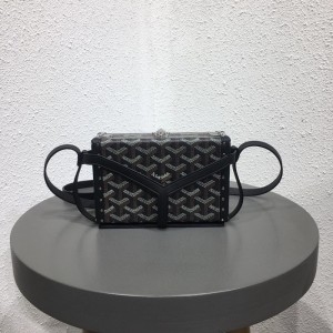 고야드 2019 PVC & 레더 여성용 숄더 크로스백,GYB0190,16.5cm,블랙