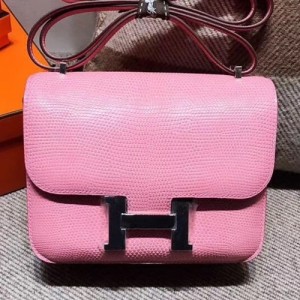 에르메스 콘스탄스 리저드 레더 여성용 숄더백 HERB0591, 19cm,핑크
